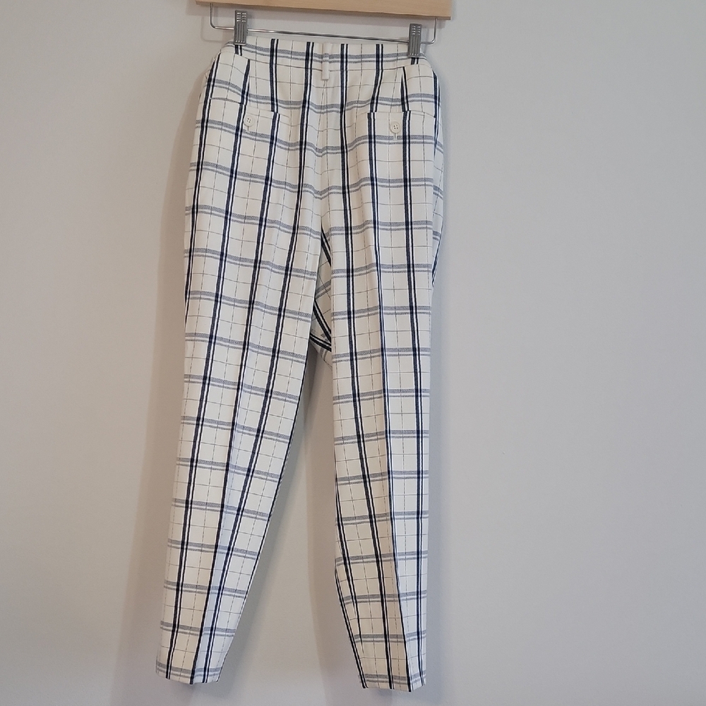 Theory Wool Cream and Black Checkered Women's Pants - Picture 4 of 5